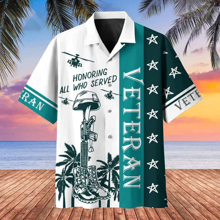 Premium U.S Multiple Service Veteran Hawaii Shirt, Veteran hawaiian shirt, Summer gift for veteran, hawaiian shirt for Men HO1196