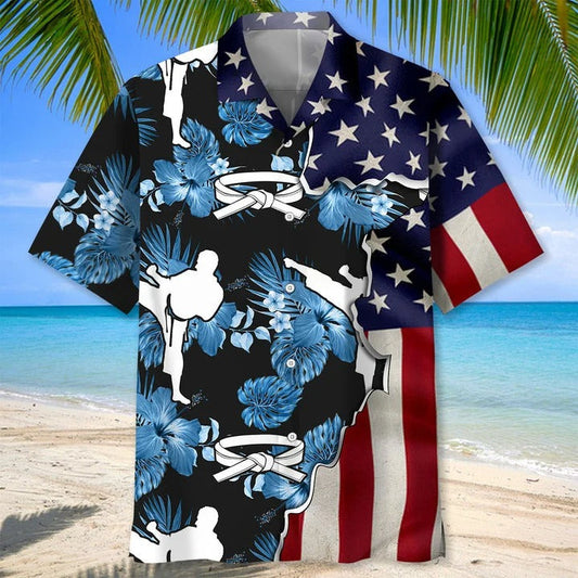 Karate Tropical Flag Hawaiial Shirts For Men, Martial Art Hawaiian Shirts, Karate Hawaii Aloha Beach Shirt HO4987