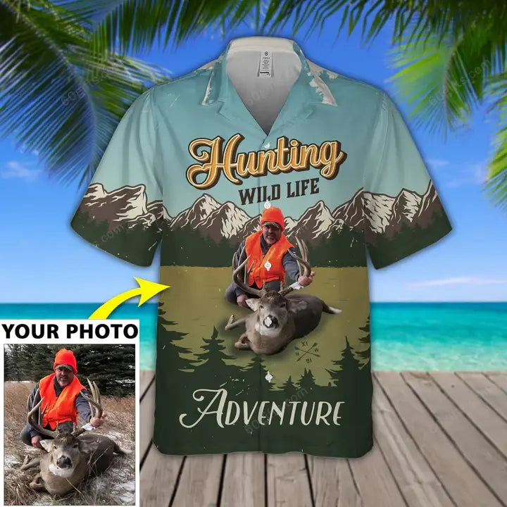 Customized Hunting Photo Hawaiian Shirt, Hawaiian Shirt for Hunter, Idea Gift for Men HO4285