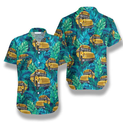 Bus Driver Hawaii shirt, School Bus Pattern Hawaiian shirt, Summer Gift for Driver Dad, Grandpa HO0519