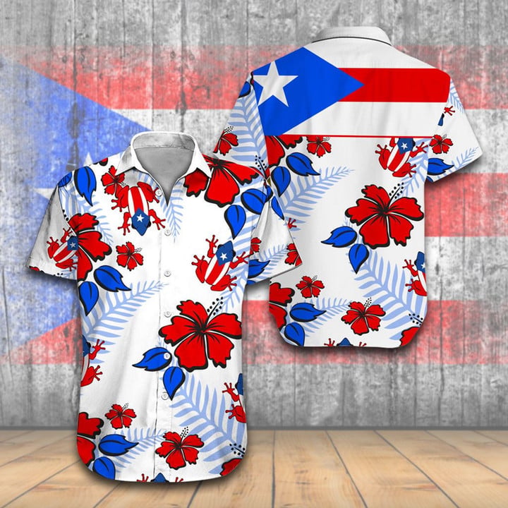 Restocked Mall - Puerto Rico Coqui Hibiscus Hawaiian Shirt HO2888