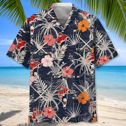 Hockey Neon Light Hawaiian Shirt for Men, hockey life shirt, hockey player gifts HO2967
