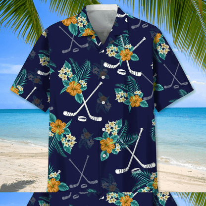 Hockey Neon Light Hawaiian Shirt for Men, hockey life shirt, hockey player gifts HO2967