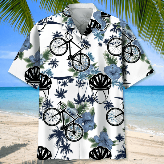 Cycling White Nature Hawaiian Shirt, Cycling Shirt, Cyclist Shirt, Bicycle Gift, Biking Gift, Bike Gift HO2964