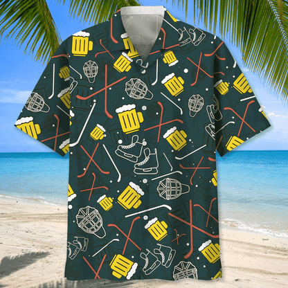 Hockey Neon Light Hawaiian Shirt for Men, hockey life shirt, hockey player gifts HO2967