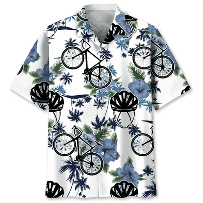 Cycling White Nature Hawaiian Shirt, Cycling Shirt, Cyclist Shirt, Bicycle Gift, Biking Gift, Bike Gift HO2964