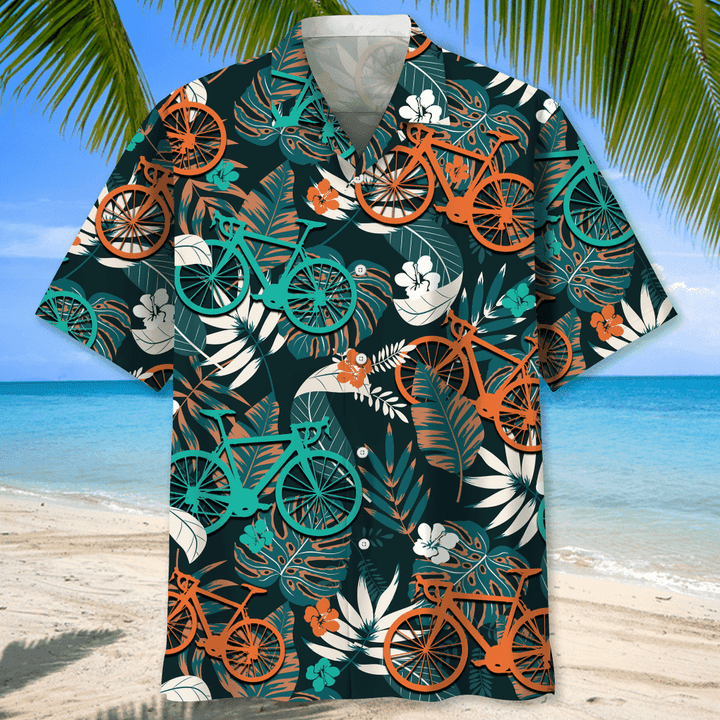 Cycling Flower Tropical Hawaiian Shirt, Funny Cycling Shirt, Cycling Shirt, Cyclist Shirt, Bicycle Gift, Biking Gift, Bike Gift HO2959