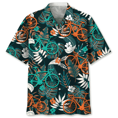 Cycling Flower Tropical Hawaiian Shirt, Funny Cycling Shirt, Cycling Shirt, Cyclist Shirt, Bicycle Gift, Biking Gift, Bike Gift HO2959