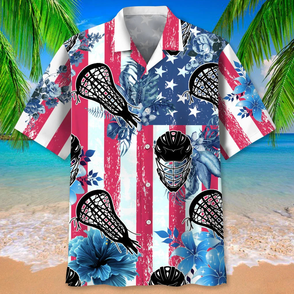 Lacrosse Usa Nature Hawaiian Shirt for Men, Lacrosse life shirt, Lacrosse player gifts HO2970