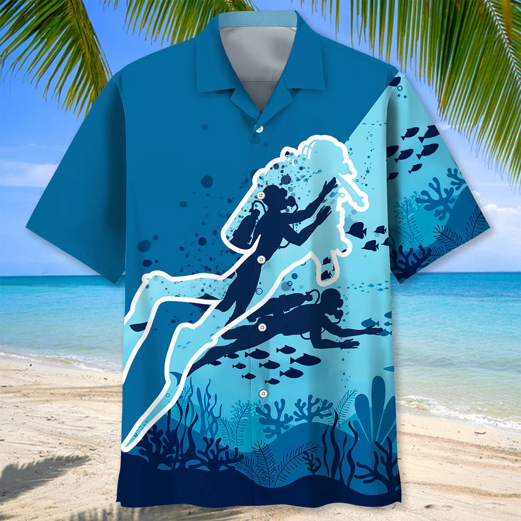 Scuba Diving Nature Hawaiian Shirt for Men, Scuba Diving life shirt, Scuba Diving gifts HO2971