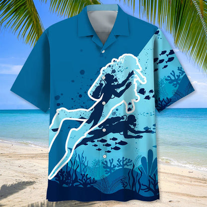 Scuba Diving Nature Hawaiian Shirt for Men, Scuba Diving life shirt, Scuba Diving gifts HO2971