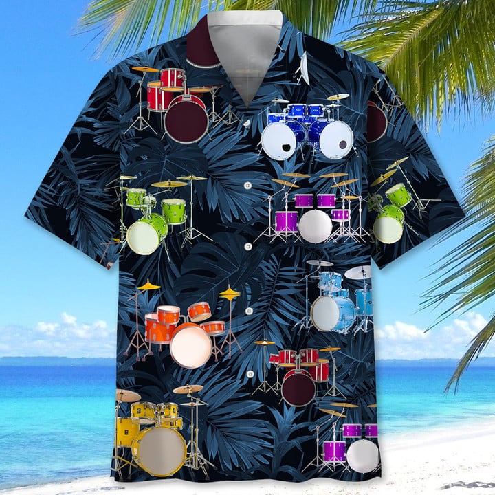 Drum Usa Hawaiian Shirt, Drum Nature Flower Hawaiian Shirt for men HO2976