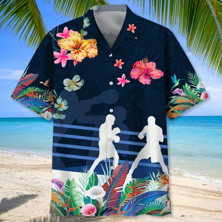 Boxing Nature Flower Hawaiian Shirt for Men, Boxing player shirt, Boxing gifts HO2974