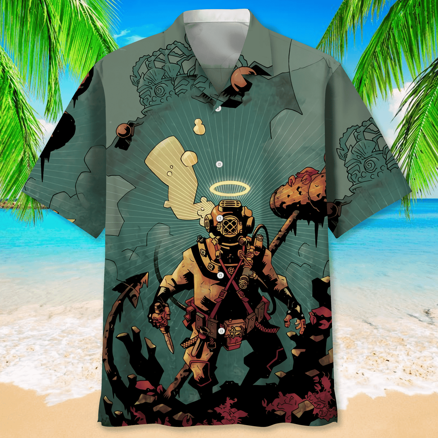 Scuba Diving Nature Hawaiian Shirt for Men, Scuba Diving life shirt, Scuba Diving gifts HO2971