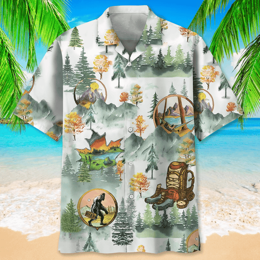 Camping Bigfoot Hawaiian Shirt for Men, Camping Shirt, Adventure Shirts HO2975