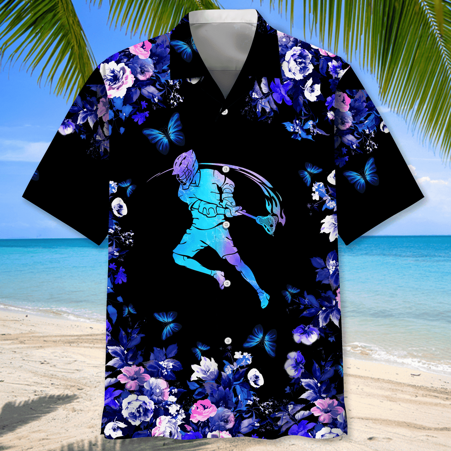 Lacrosse Blue Nature Hawaiian Shirt for Men, Lacrosse life shirt, Lacrosse player gifts HO2969