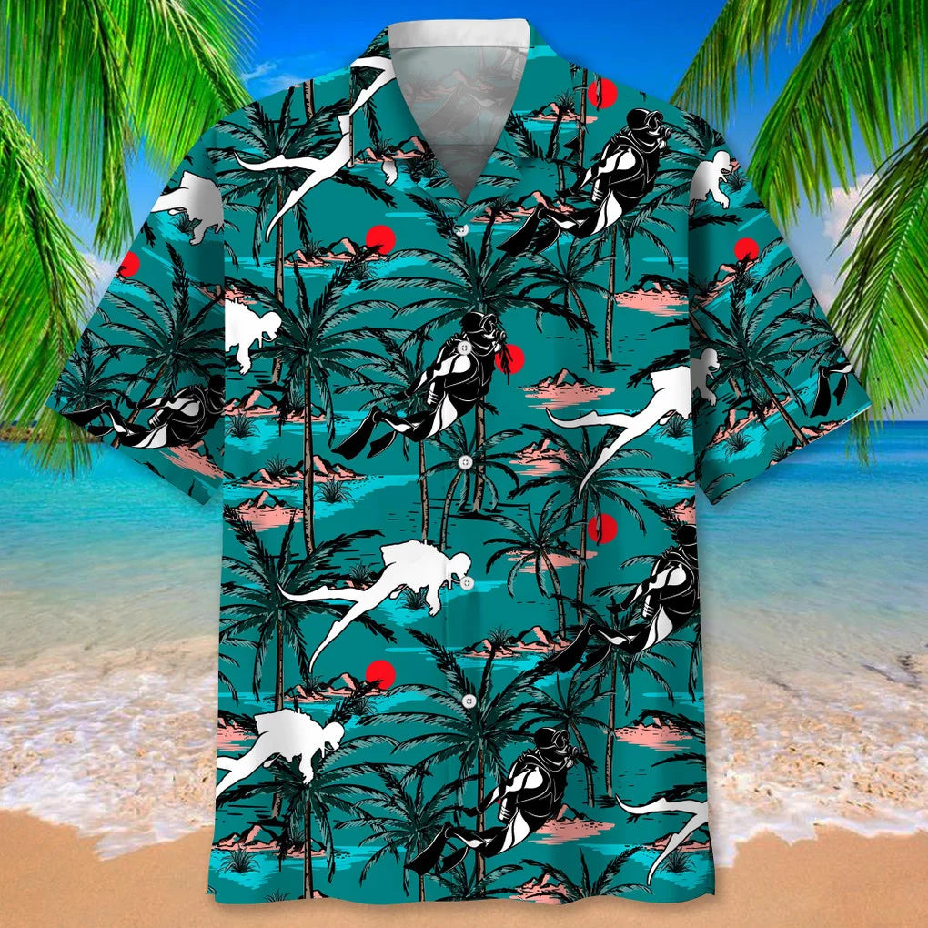 Scuba Diving Nature Hawaiian Shirt for Men, Scuba Diving life shirt, Scuba Diving gifts HO2971