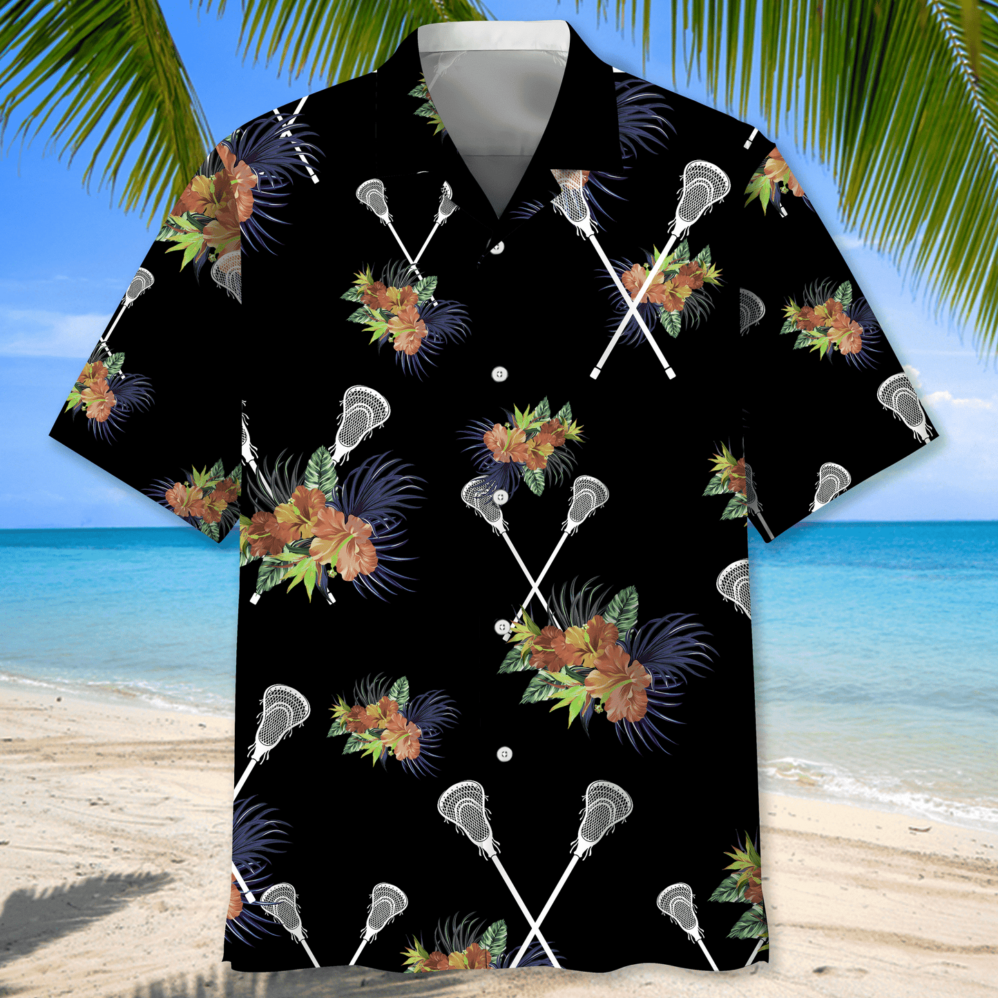 Lacrosse Blue Nature Hawaiian Shirt for Men, Lacrosse life shirt, Lacrosse player gifts HO2969