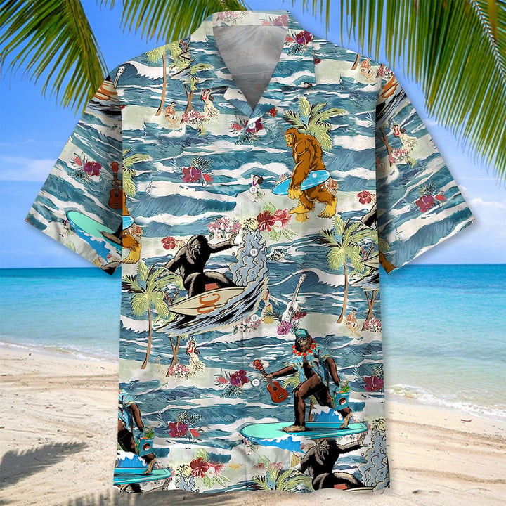 Camping Bigfoot Hawaiian Shirt for Men, Camping Shirt, Adventure Shirts HO2975