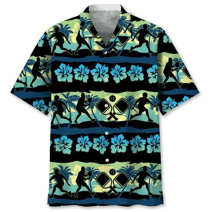 Pickleball Usa Red Tropical Hawaiian Shirt, Tropical Aloha Shirts Short Sleeve Beach Holiday Casual Shirts HO2985