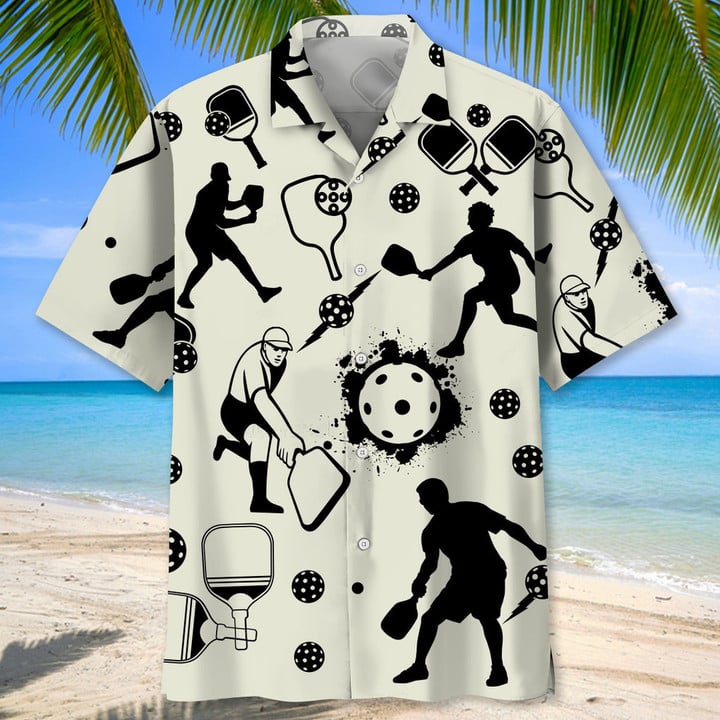Pickleball Blue Nature Hawaiian Shirt, Men's Hawaiian Shirt, Tropical Aloha Shirts Short Sleeve Beach Holiday Casual Shirts HO2984