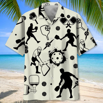 Pickleball Blue Nature Hawaiian Shirt, Men's Hawaiian Shirt, Tropical Aloha Shirts Short Sleeve Beach Holiday Casual Shirts HO2984