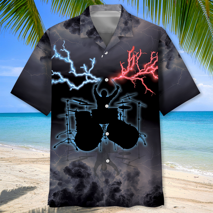Drum Tropical Hawaiian Shirt, Men's Hawaiian Shirt Tropical Aloha Shirts Short Sleeve Beach Holiday Casual Shirts HO2983