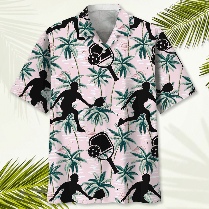 Pickleball Usa Red Tropical Hawaiian Shirt, Tropical Aloha Shirts Short Sleeve Beach Holiday Casual Shirts HO2985