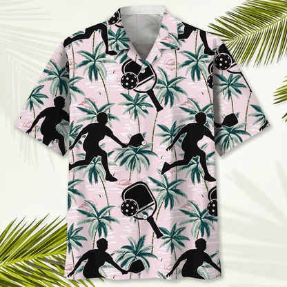 Pickleball Usa Red Tropical Hawaiian Shirt, Tropical Aloha Shirts Short Sleeve Beach Holiday Casual Shirts HO2985