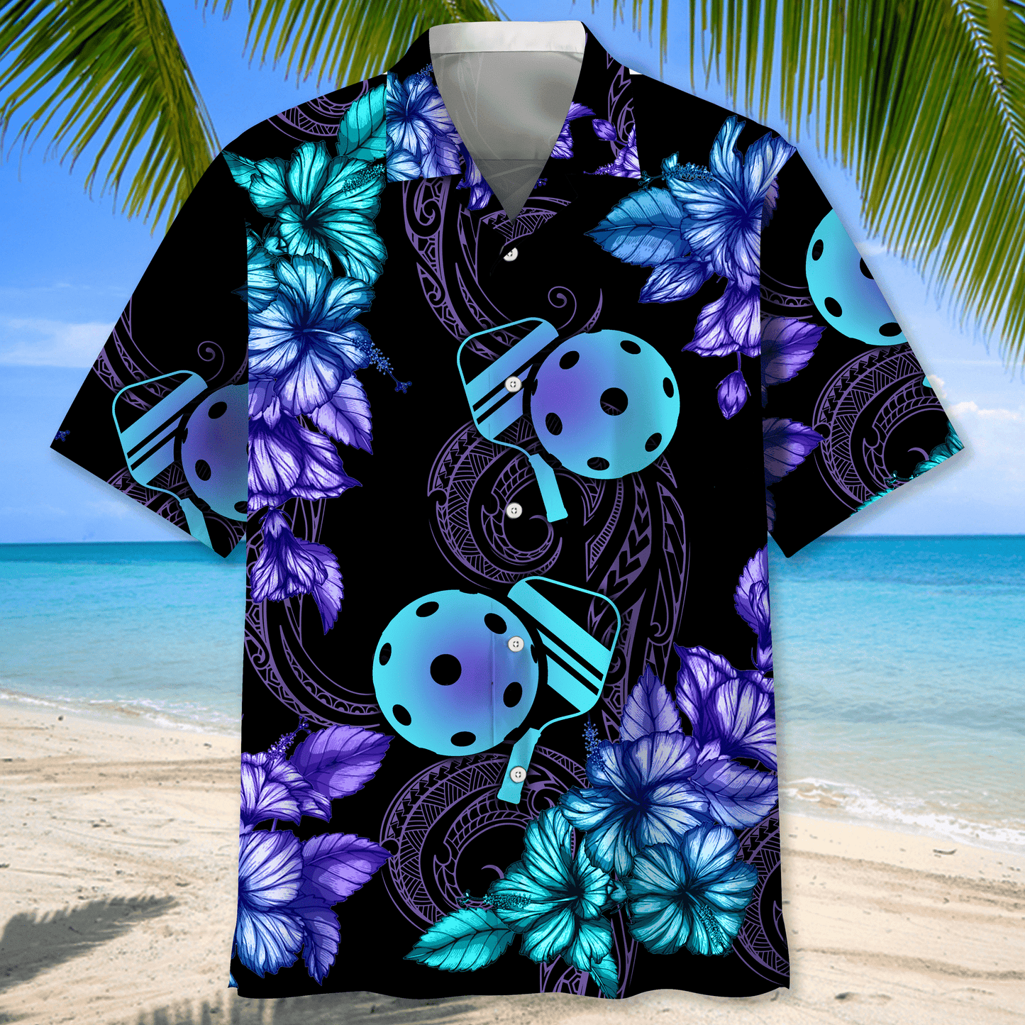 Pickleball Usa Red Tropical Hawaiian Shirt, Tropical Aloha Shirts Short Sleeve Beach Holiday Casual Shirts HO2985