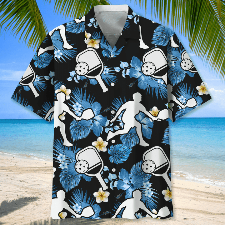 Pickleball Blue Nature Hawaiian Shirt, Men's Hawaiian Shirt, Tropical Aloha Shirts Short Sleeve Beach Holiday Casual Shirts HO2984