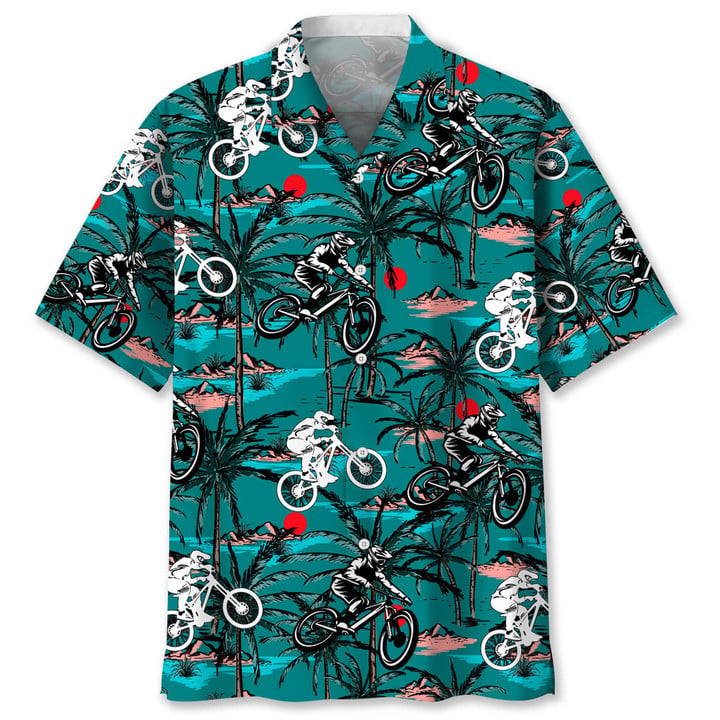 Mountain Bike Vintage Hawaiian Shirt, Short Sleeve Summer Vacation Beach Shirts for men HO3407