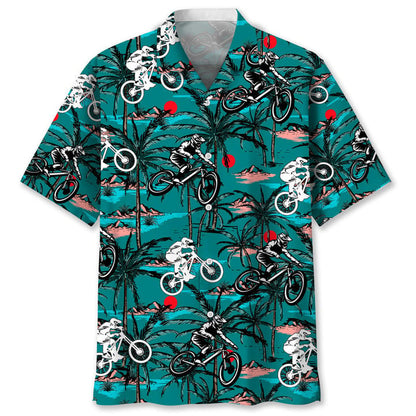 Mountain Bike Vintage Hawaiian Shirt, Short Sleeve Summer Vacation Beach Shirts for men HO3407