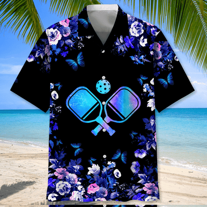 Pickleball Blue Nature Hawaiian Shirt, Men's Hawaiian Shirt, Tropical Aloha Shirts Short Sleeve Beach Holiday Casual Shirts HO2984