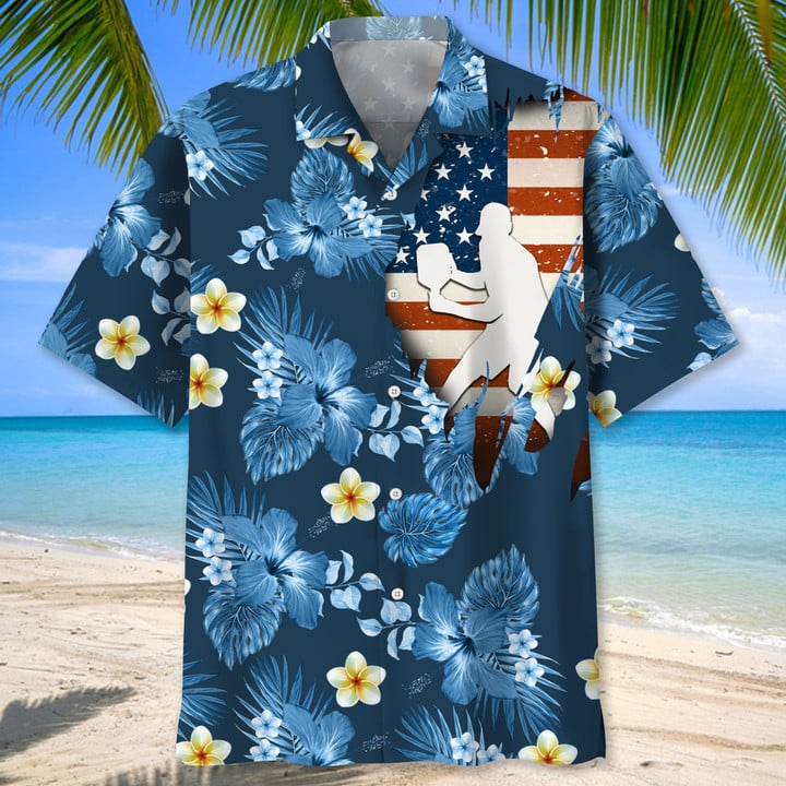 Pickleball Usa Red Tropical Hawaiian Shirt, Tropical Aloha Shirts Short Sleeve Beach Holiday Casual Shirts HO2985