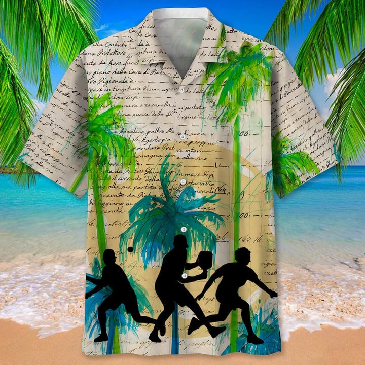 Pickleball Usa Red Tropical Hawaiian Shirt, Tropical Aloha Shirts Short Sleeve Beach Holiday Casual Shirts HO2985