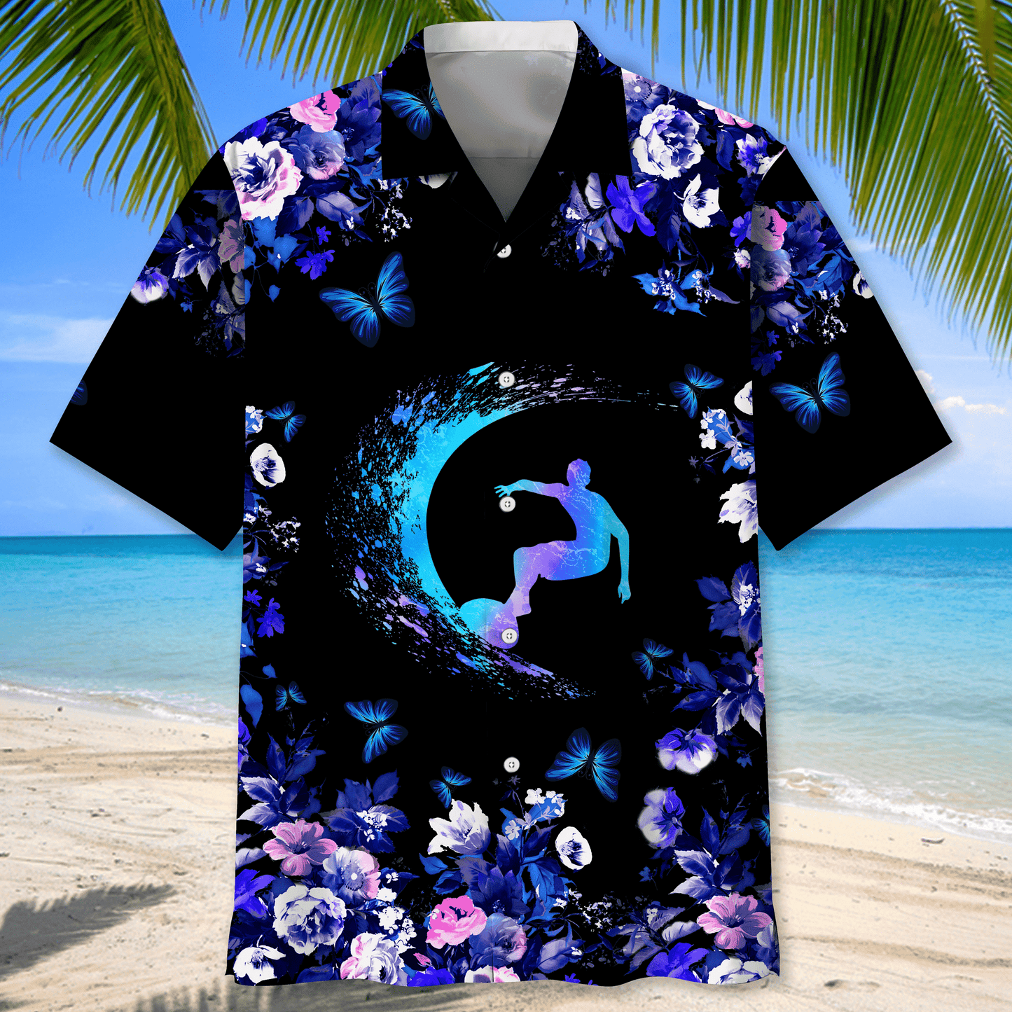 Surfing Hawaiian Nature Hawaiian Shirt, Aloha Shirts Short Sleeve Beach Holiday Casual Shirts HO2986