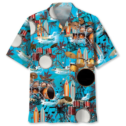 Drum Beach Hawaiian Shirt, Short Sleeve Summer Vacation Beach Shirts for men HO3404