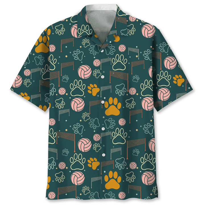 Volleyball And Dog Hawaiian Shirt, Short Sleeve Summer Vacation Beach Shirts for men HO3401