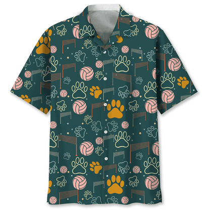 Volleyball And Dog Hawaiian Shirt, Short Sleeve Summer Vacation Beach Shirts for men HO3401