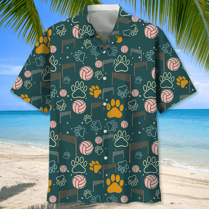 Volleyball And Dog Hawaiian Shirt, Short Sleeve Summer Vacation Beach Shirts for men HO3401