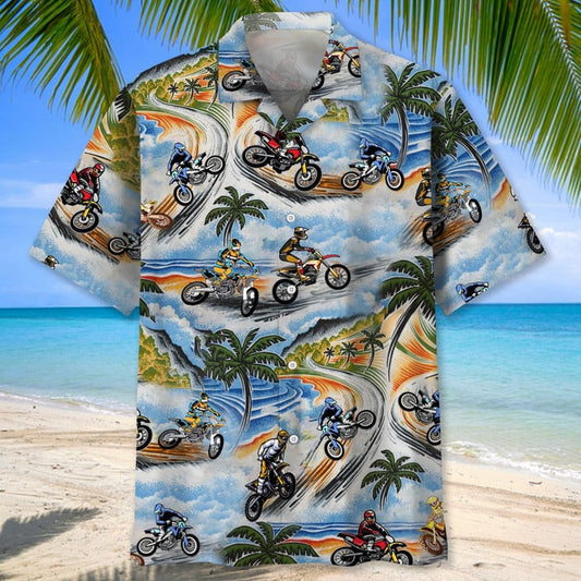 Motocross Vintage Hawaiian Shirt, Motocross Shirt Short Sleeve, Moto Dirt Bike Race Day Shirts HO0245