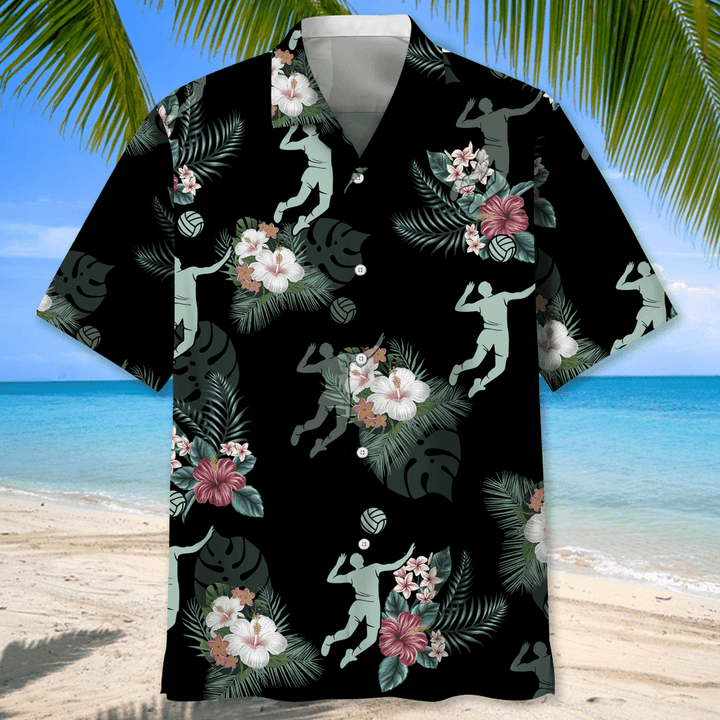 Volleyball american flag Flower Hawaiian Shirt, Volleyball Shirt, Sports Team Group Shirts HO2987
