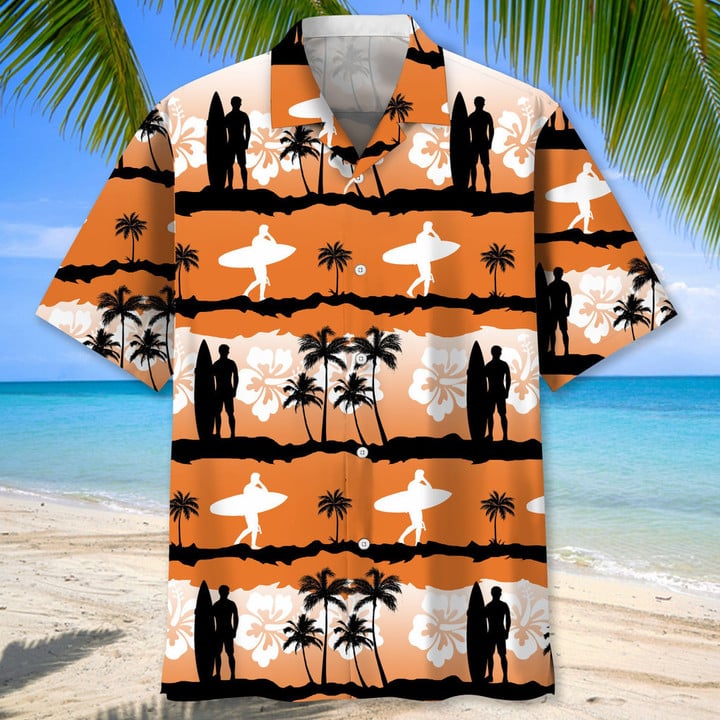 Surfing White Lovers Hawaiian Shirt, Men's Unisex Summer Beach Casual Short Sleeve Summer Vacation Beach Shirts HO3402