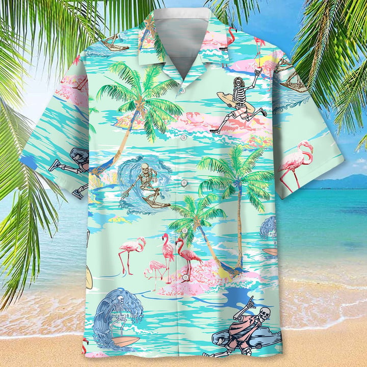 Surfing Hawaiian Nature Hawaiian Shirt, Aloha Shirts Short Sleeve Beach Holiday Casual Shirts HO2986