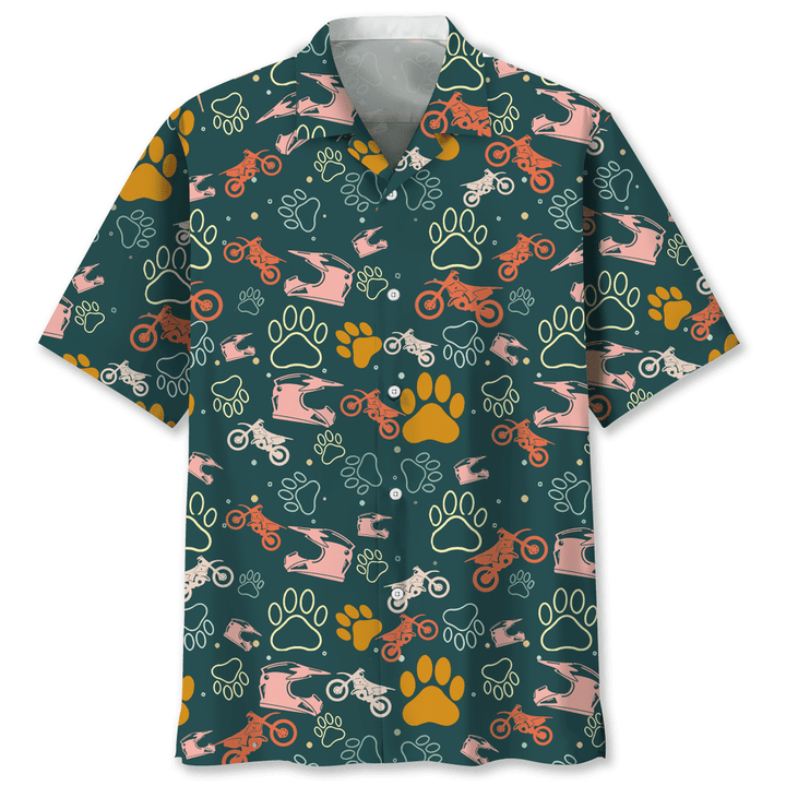 Motocross And Dog Hawaiian Shirt, Short Sleeve Summer Vacation Beach Shirts for men HO3395