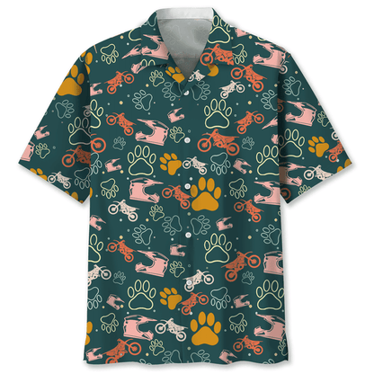Motocross And Dog Hawaiian Shirt, Short Sleeve Summer Vacation Beach Shirts for men HO3395
