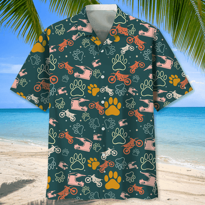 Motocross And Dog Hawaiian Shirt, Short Sleeve Summer Vacation Beach Shirts for men HO3395