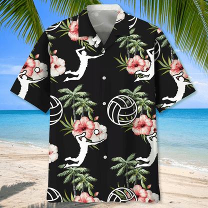 Volleyball american flag Flower Hawaiian Shirt, Volleyball Shirt, Sports Team Group Shirts HO2987