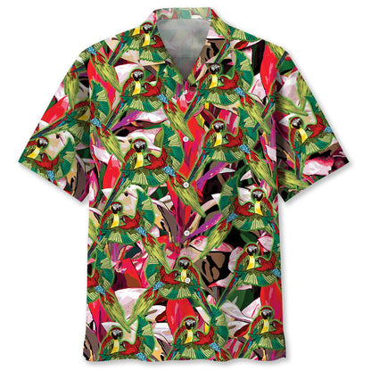 Parrot Tropical Hawaiian Shirt, Men's Unisex Summer Beach Casual Short Sleeve Summer Vacation Beach Shirts HO3385